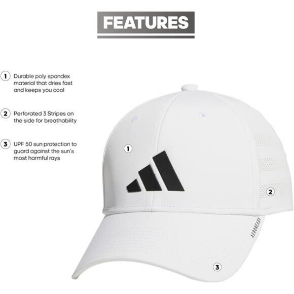 mens stretch fit baseball cap quick dry breathable athletic golf running hat whi - Picture 2 of 7